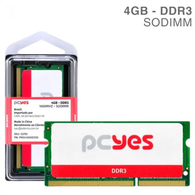 Memória Notebook 4gb Ddr3 1600mhz Pcyes Sodimm *ENTREGA GRÁTIS*