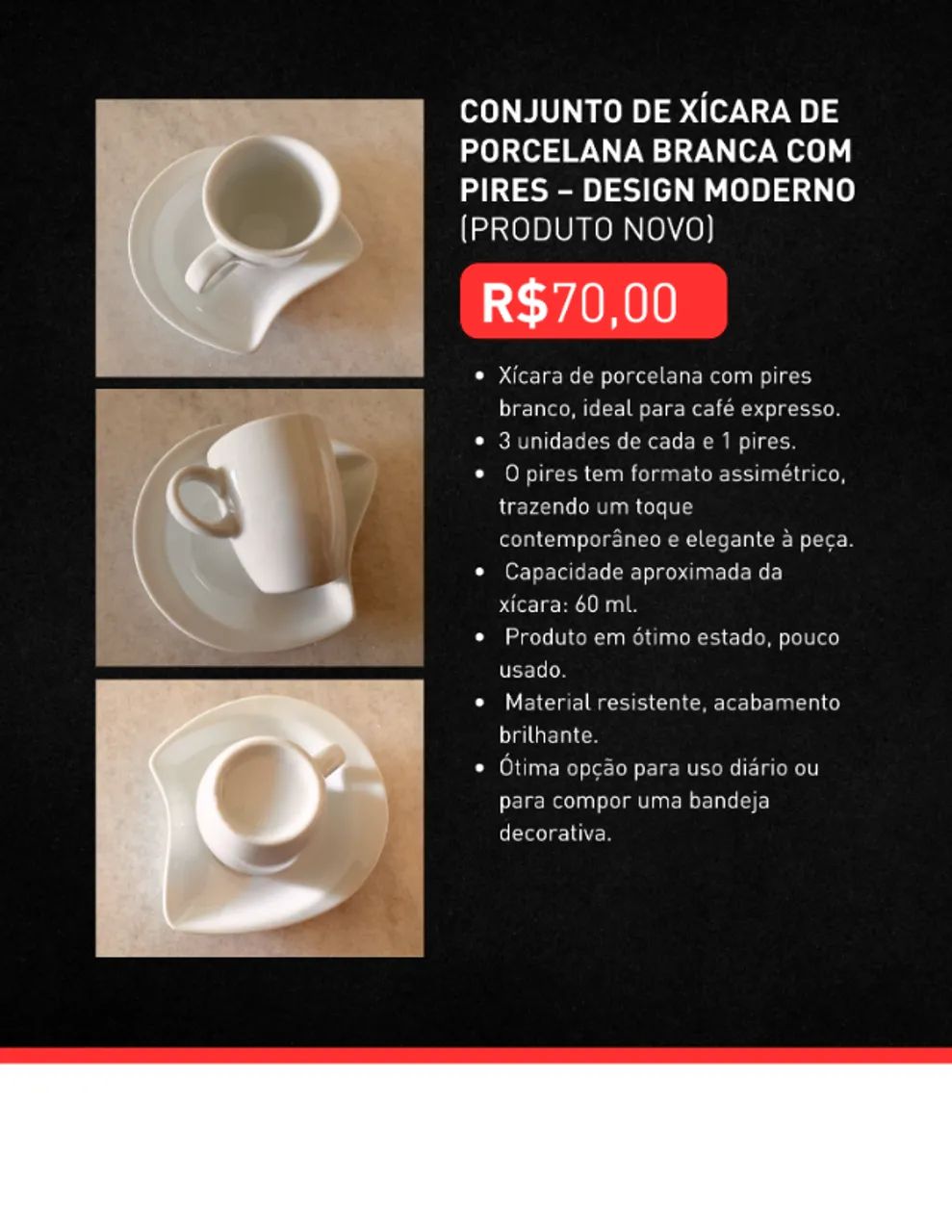 Conjunto de xícara de porcelana branca com pires - design moderno