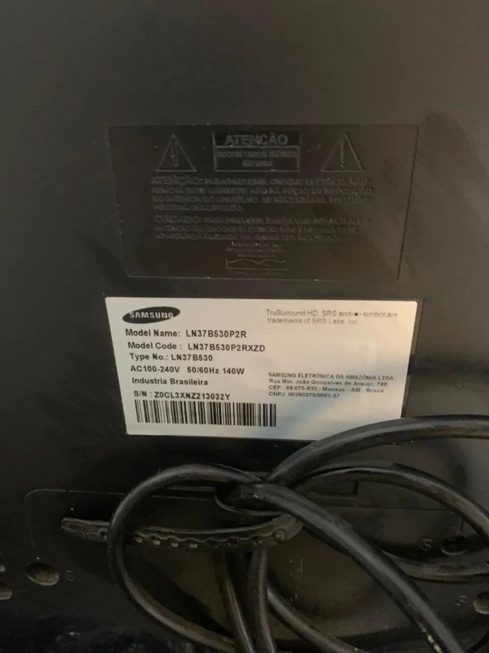 TV Samsung LN37B530P2R! Com tela de 37 polegadas e resolução Full HD - Foto 4