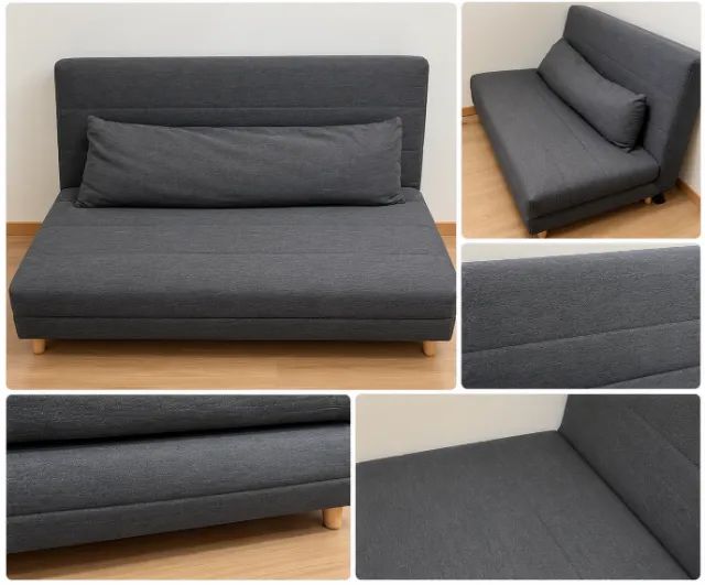 Sofá-Cama 2 Lugares Casal Génova Cinza Escuro