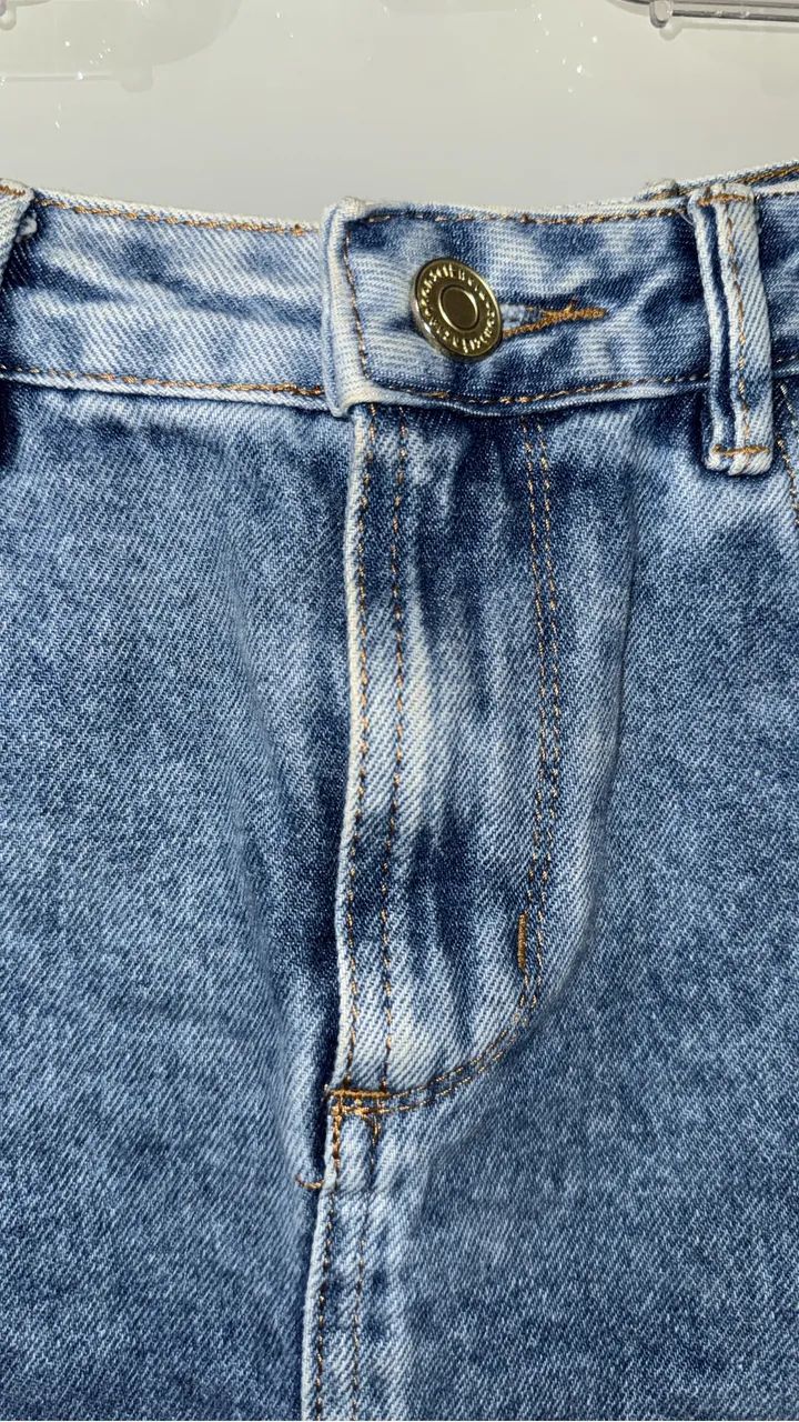 Saia Jeans Cargo com Bolsos Laterais - Tam. 38 - Foto 3