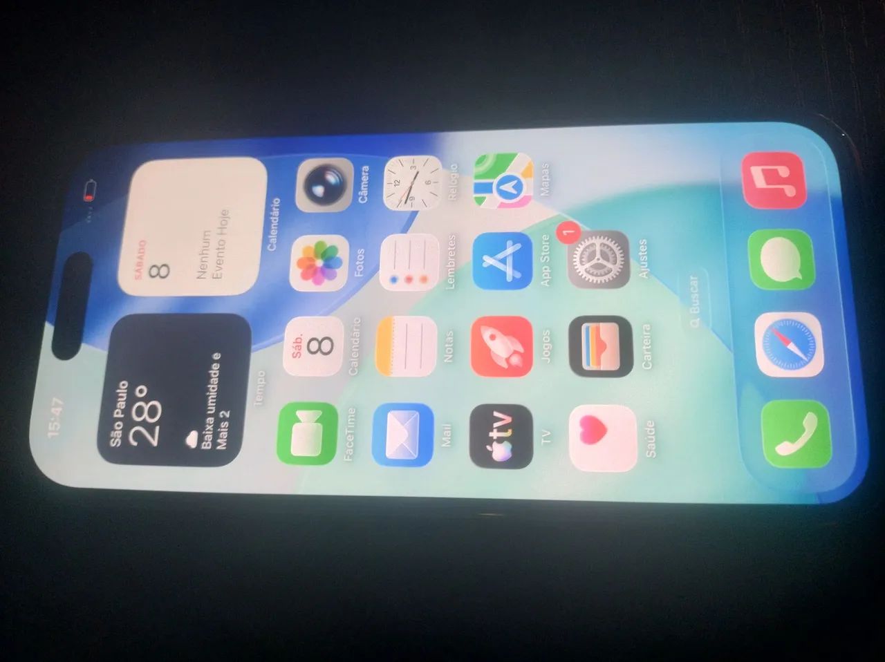 I Phone 15 de 128 e bateria com 91%
