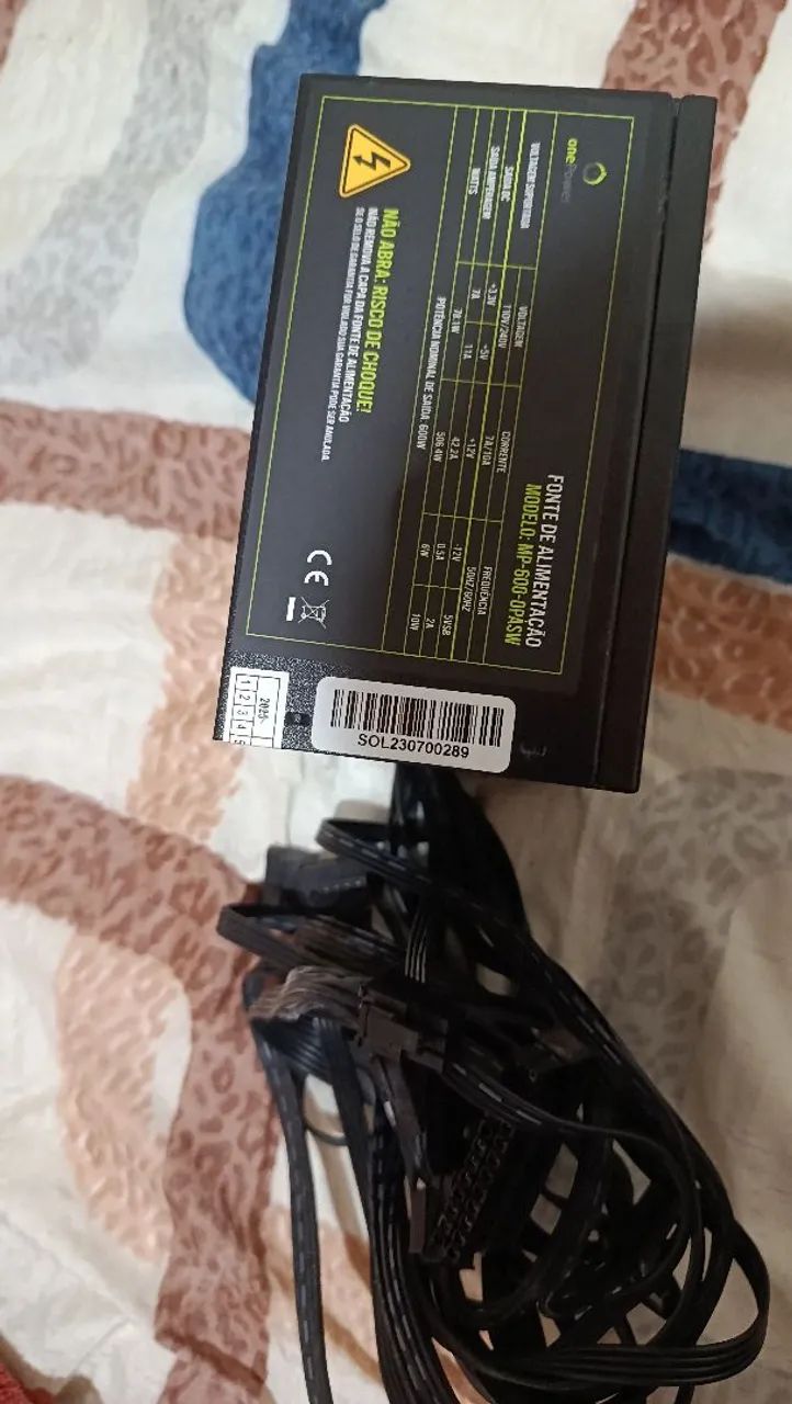  FONTE ONEPOWER DE 600 WATTS AUTOSWITCH<br>S/CABO MP-600-0PASW - Foto 2