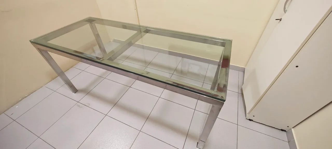 Mesa de inox com tampo de vidro 20mm