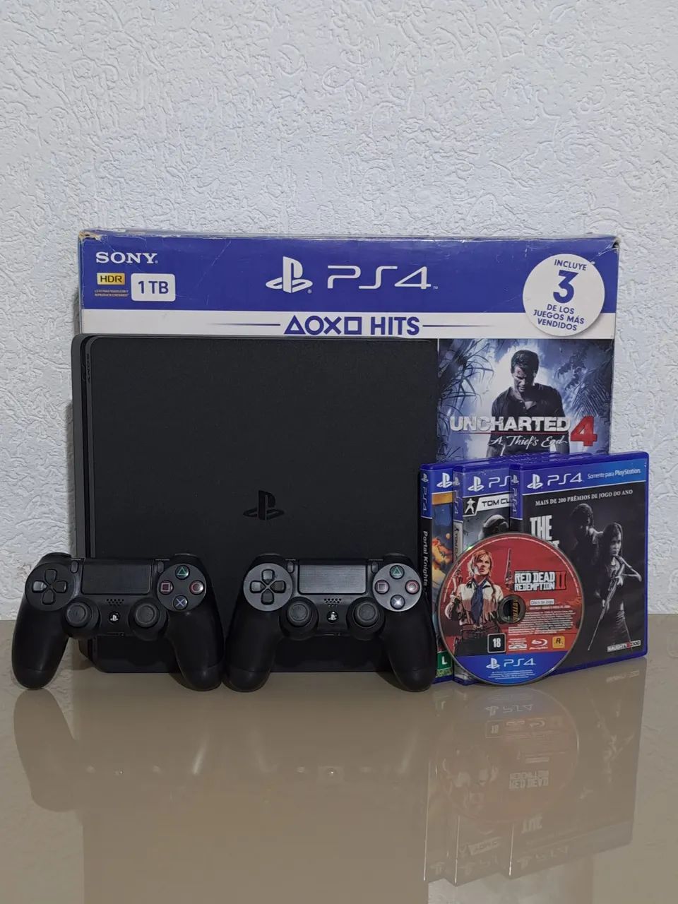 Ps4 Slim 1tb com Caixa 2 controles + 4 jogos - Foto 4