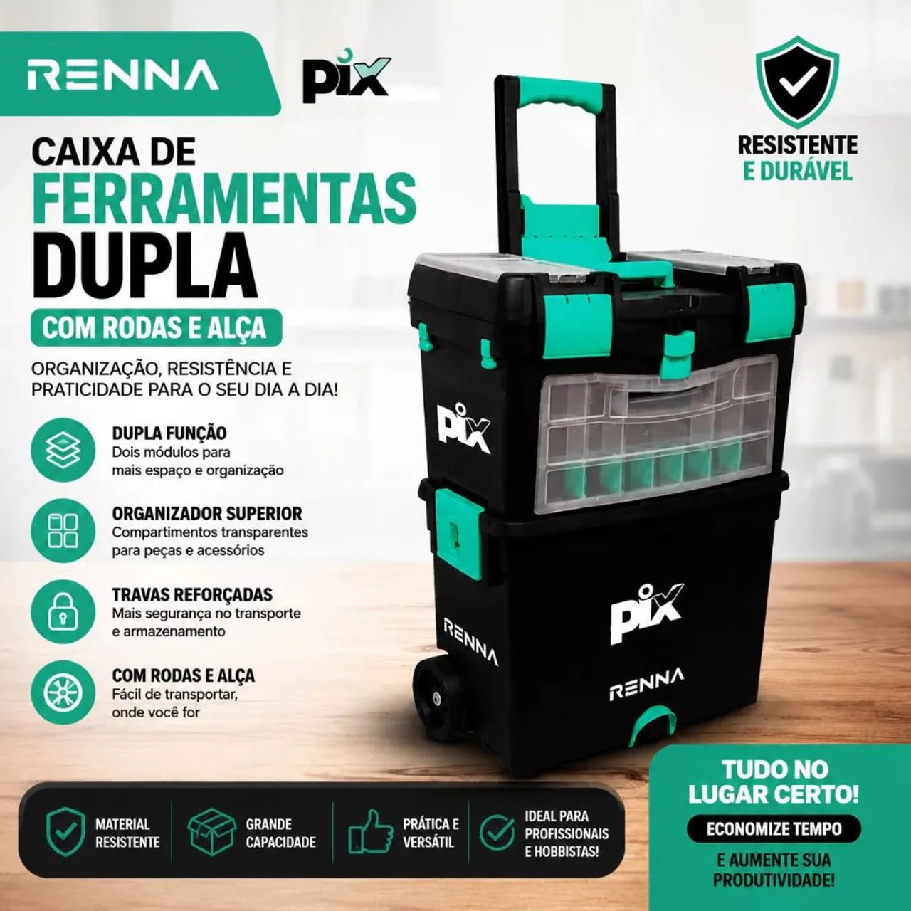 Caixa de Ferramentas Dupla Preta - Foto 5