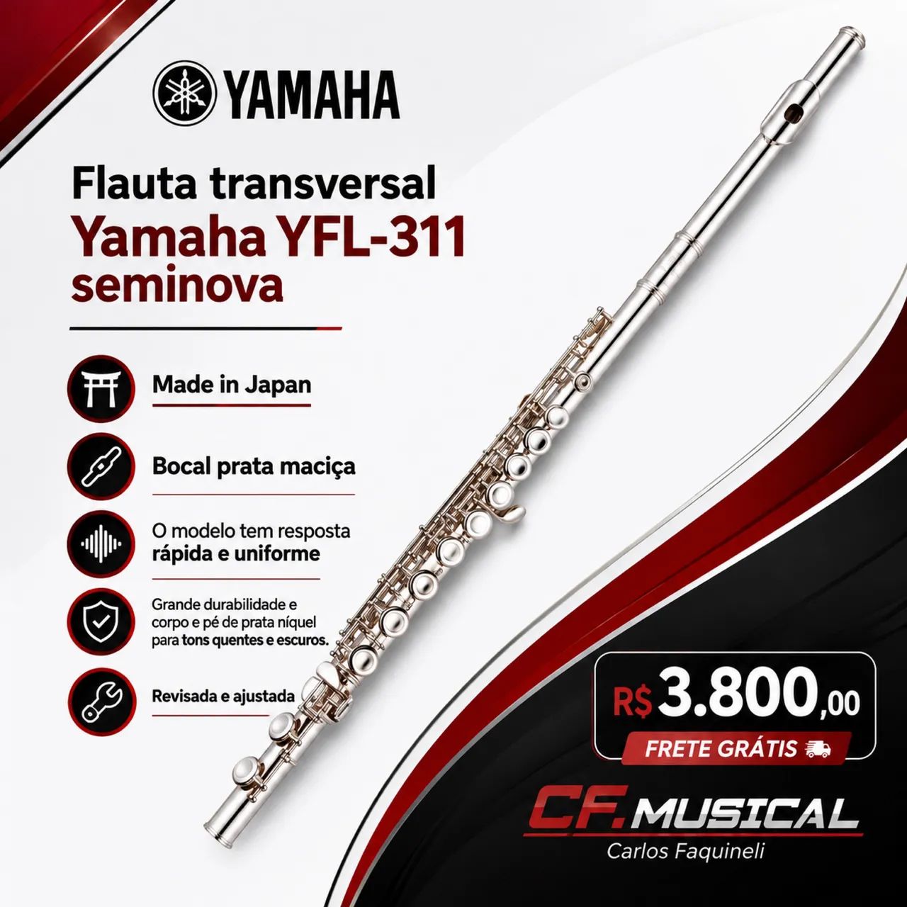 Flauta transversal Yamaha YFL-311 Japan 