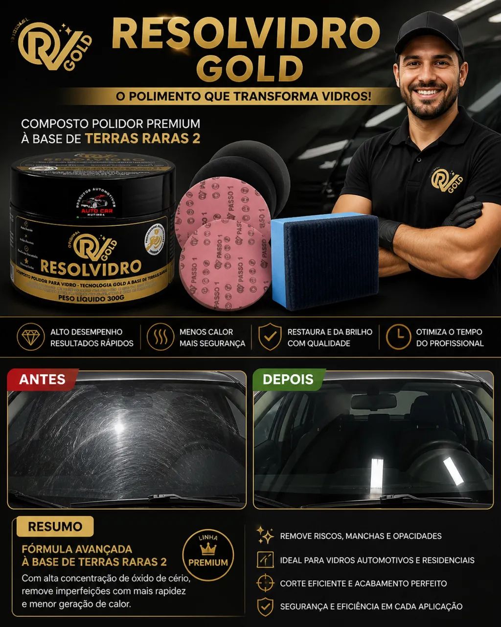 Kit polimento de vidro 