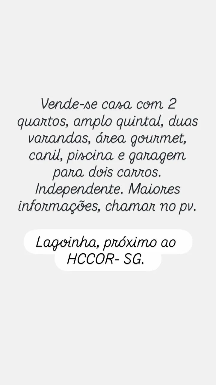 Venda casa em Lagoinha SG. 