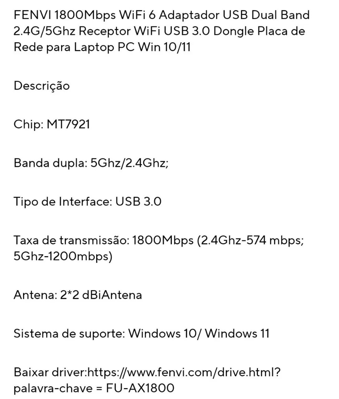 Adaptador Fenvi Wifi 6 AX1800 - Foto 5