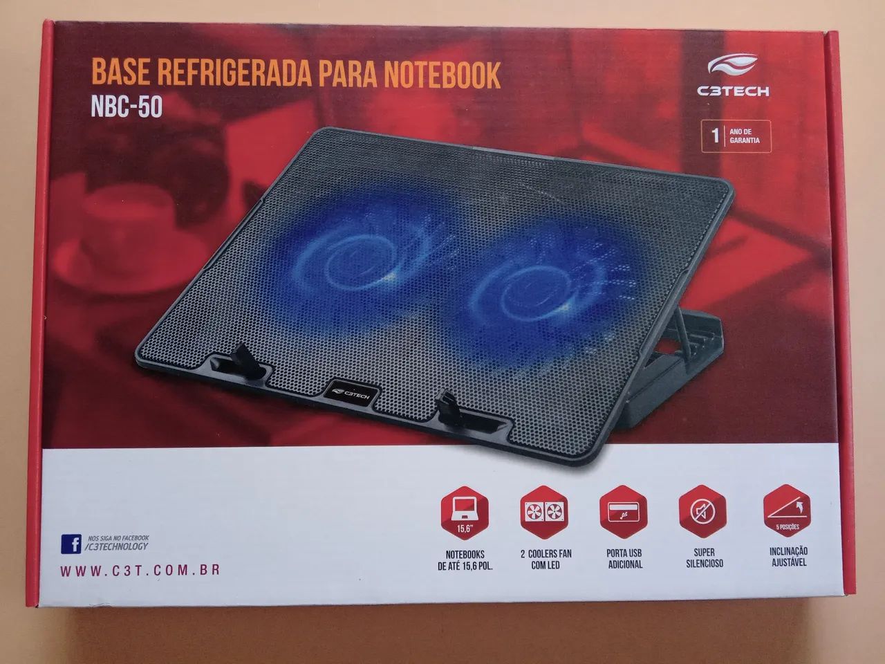 Base refrigerada para Notebook 2 coolers fan com led