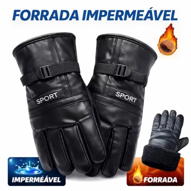 Luva Moto Couro Reforçada Com Fivela - Frio Extremo e Vento - Foto 4