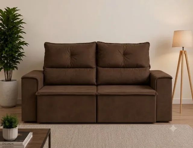 OFERTA Sofá retratil e reclinavel marrom 