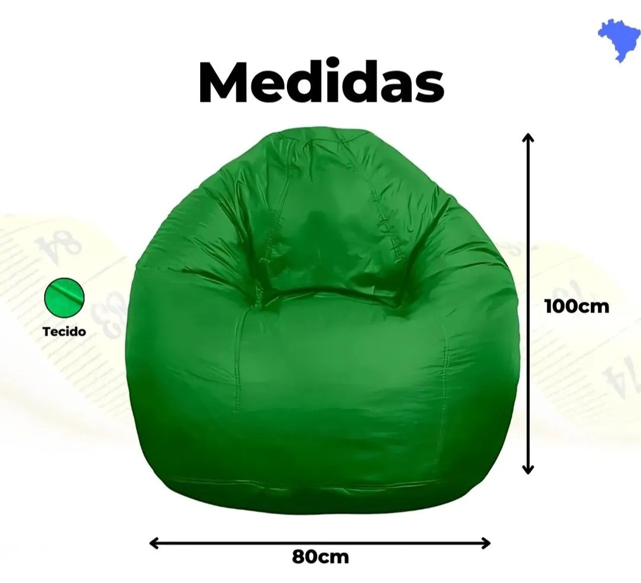 Puff pêra grande em couro verde - Foto 3