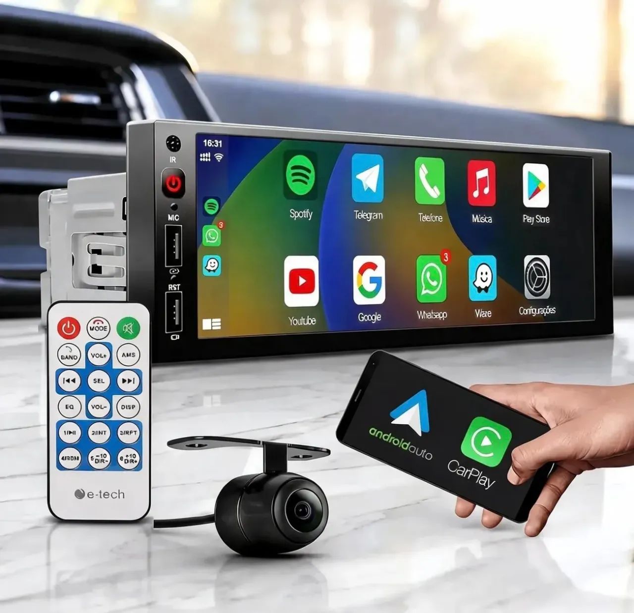 Central multimídia 6.9 polegadas com tecnologia CarPlay e Android auto sem fio - Foto 3