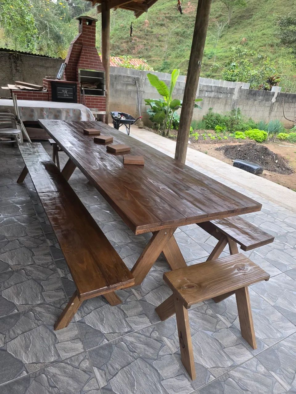 Mesa nova rústica para área gourmet área churrasco  - Foto 5