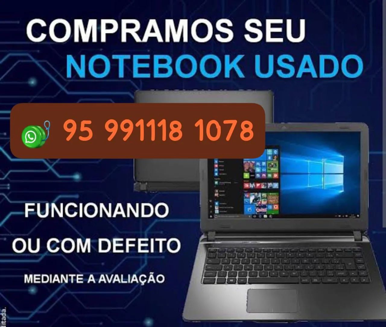Laptop queimado, notebook quebrado 95- *