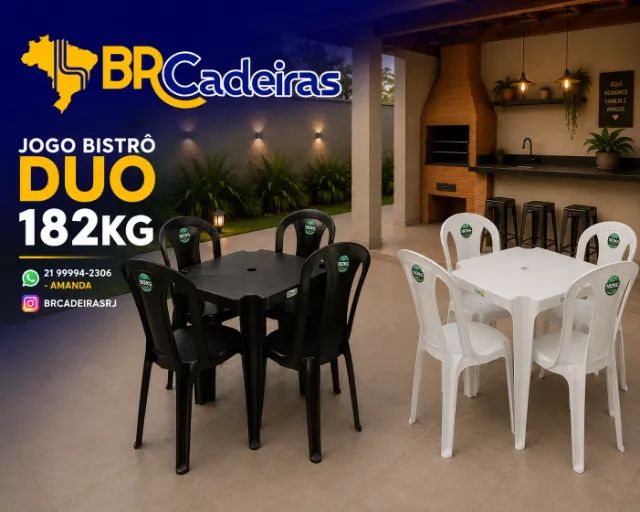 JOGO DE MESA COM 4 CADEIRAS PLÁSTICO