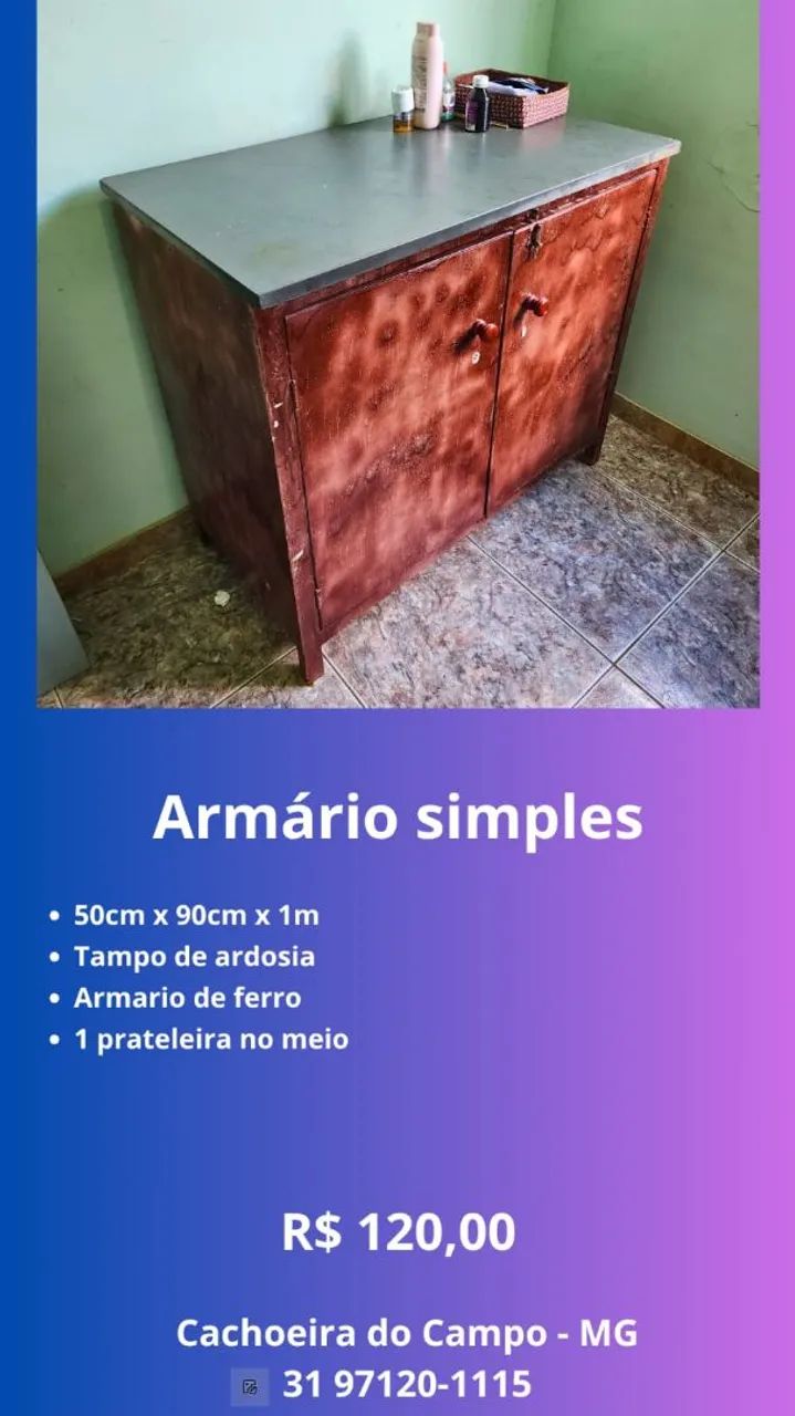 Cômoda de Aço com Tampo de ardósia  - Foto 2