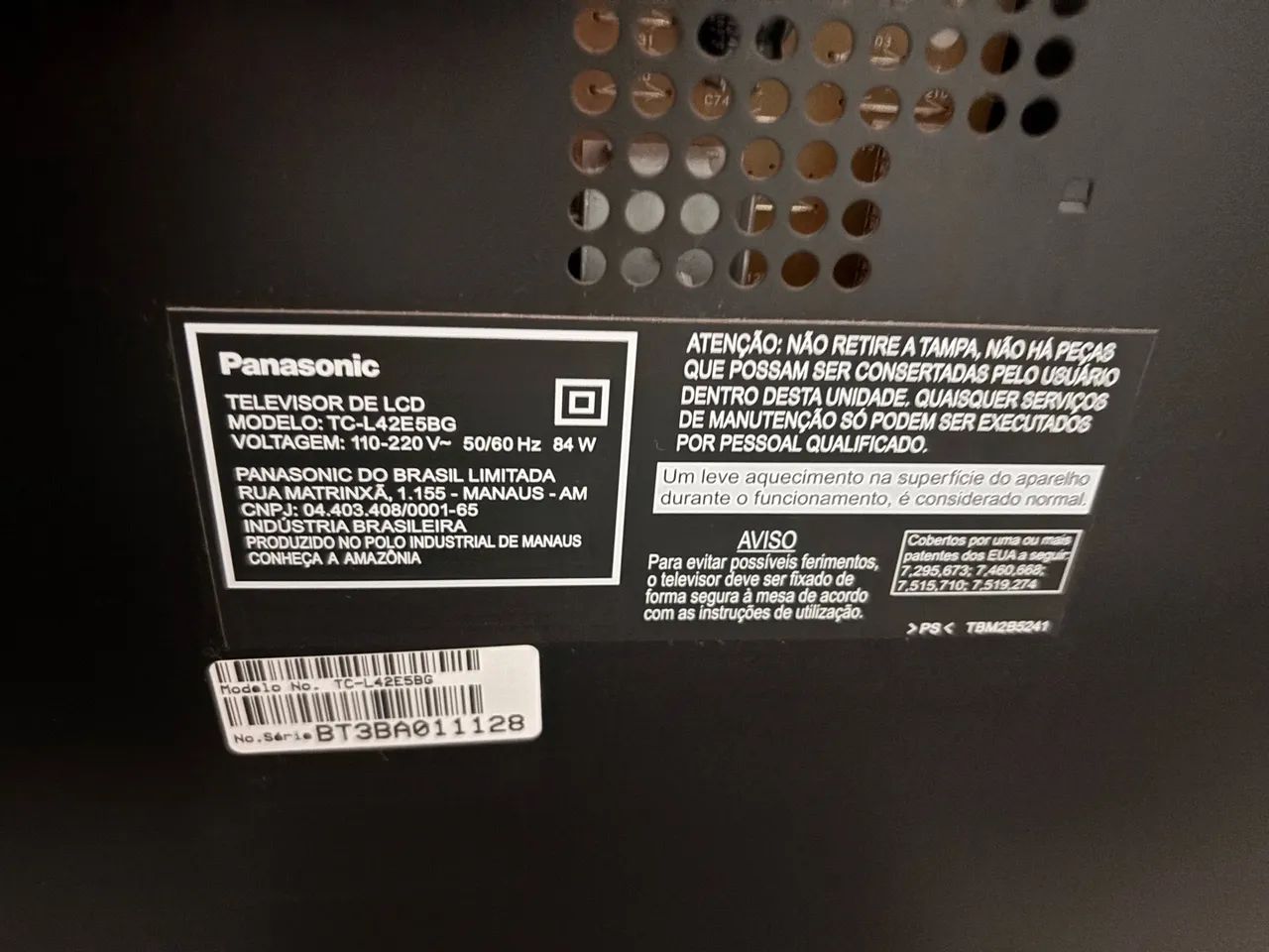 TV 42 polegadas Panasonic sem WI-FI 