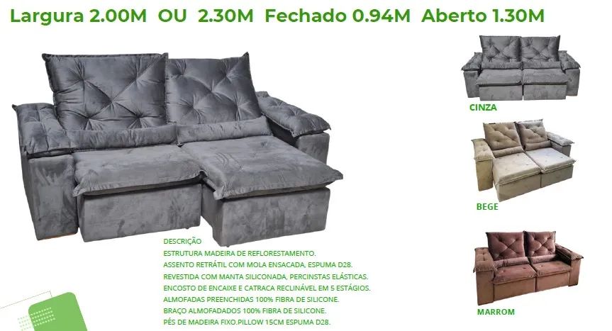 Sofá Madri 2,30m 12x R$ 174,99  - Foto 4