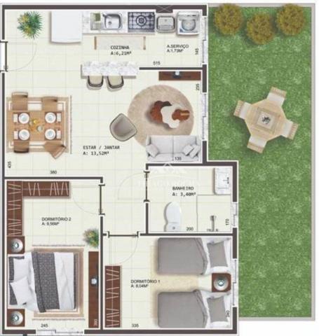 Apartamento com garden de 13m² com 2 dormitórios à venda, 50 m² por r$ 171.000 - braga - s - Foto 20