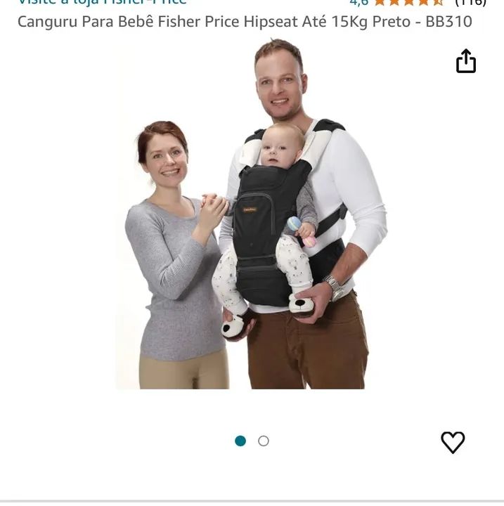 Canguru de bebê  Ficher price , com nota fiscal !  Caixa só foi aberta - Foto 2