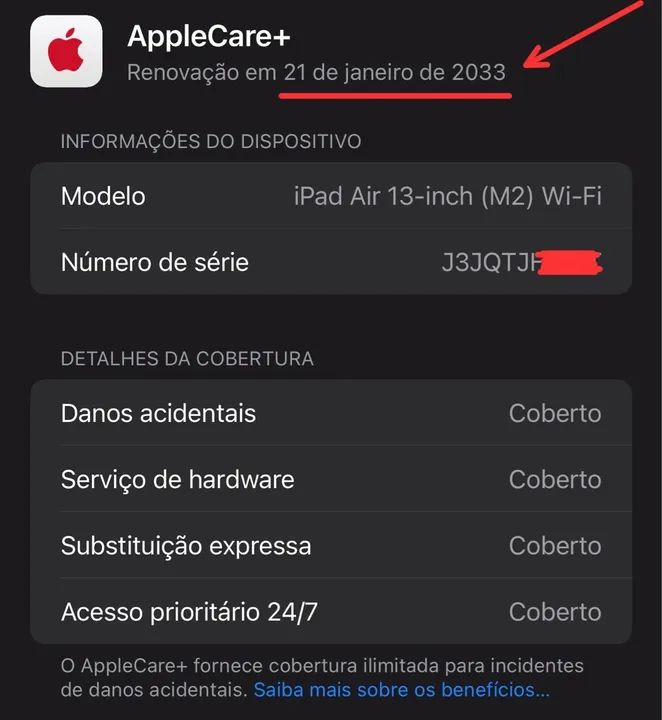 Ipad air 13 polegadas m2 128gb garantia AppleCare+ até 2033 LOJA FÍSICA 8 anos de garantia - Foto 2
