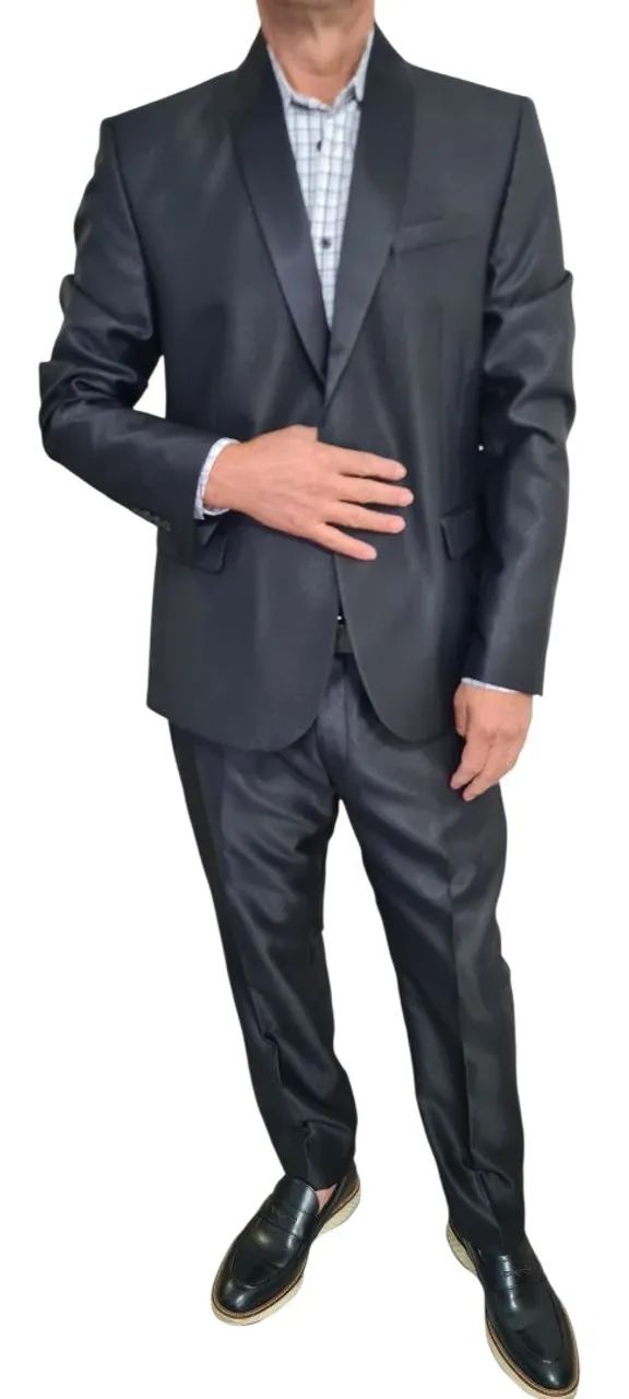 Kit Terno e calça preto chumbo 56 elegante usado 1x