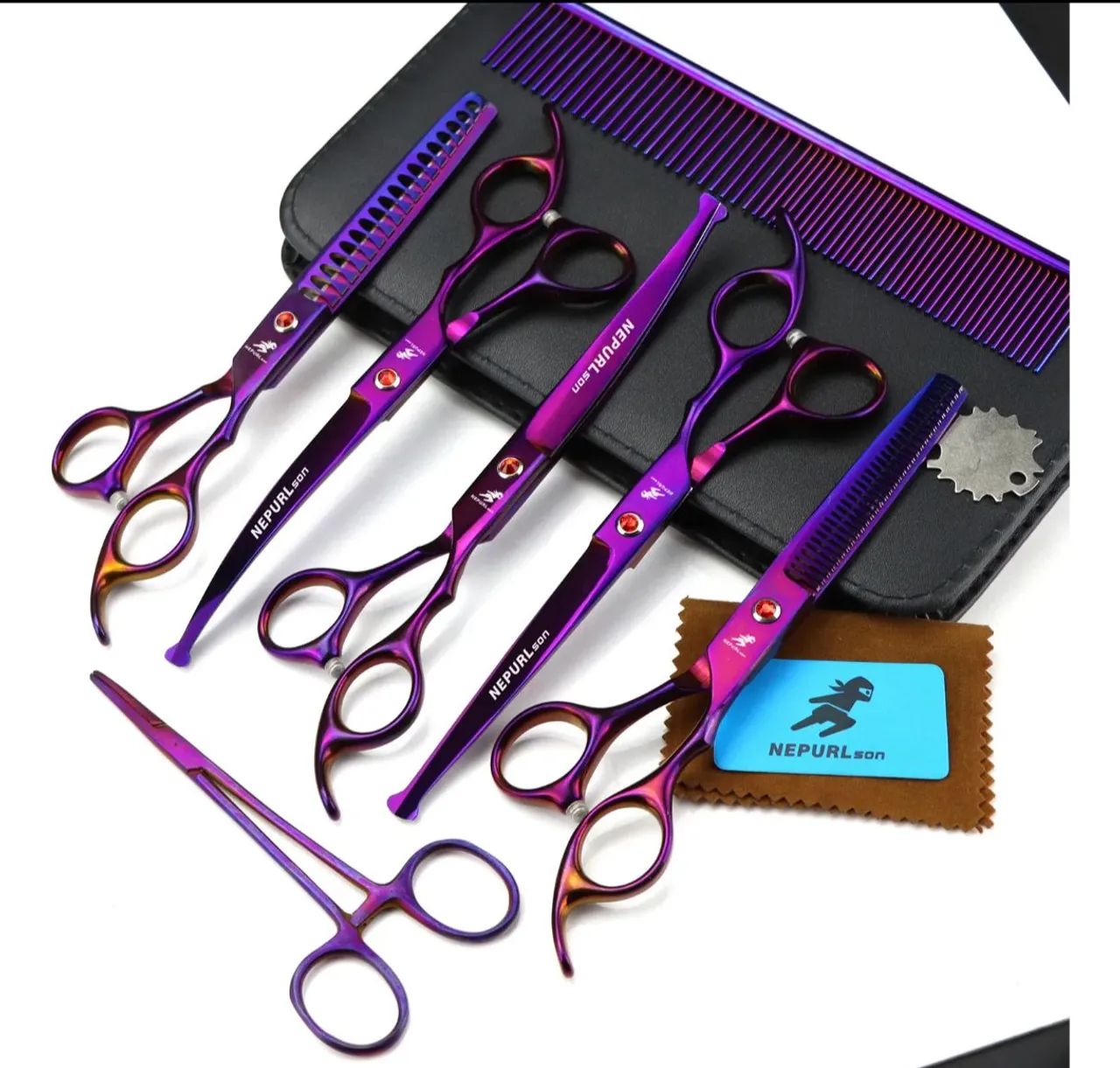 Kit tesouras cuidado pets Purple Dragon 7 polegadas - Foto 2