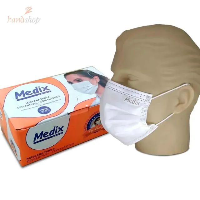 MASCARA TRIPLA DESCARTAVEL COM FILTRO MEDIX CAIXA C 50 UNIDADES - Foto 2