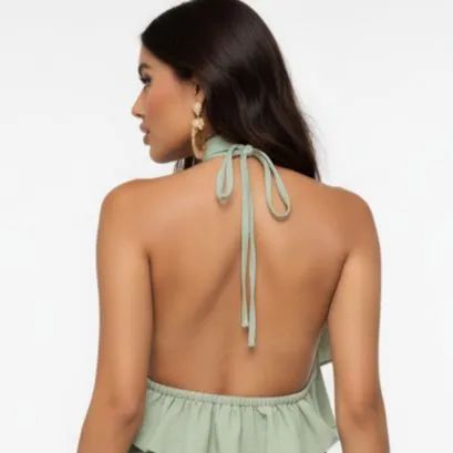 Blusa verde sofisticada com babados - Foto 5