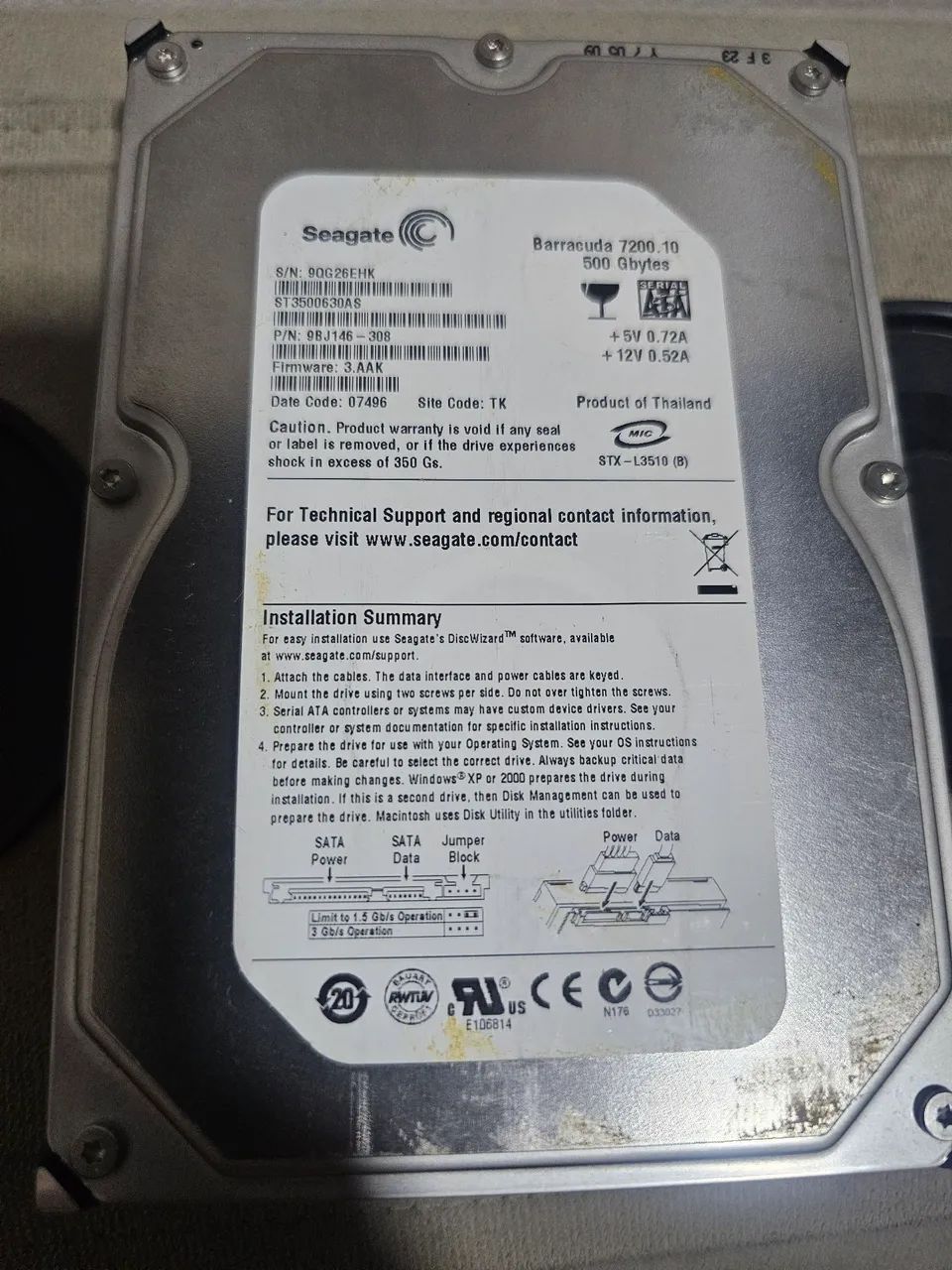 HD Seagate  Barracuda 7200.10 500GB
