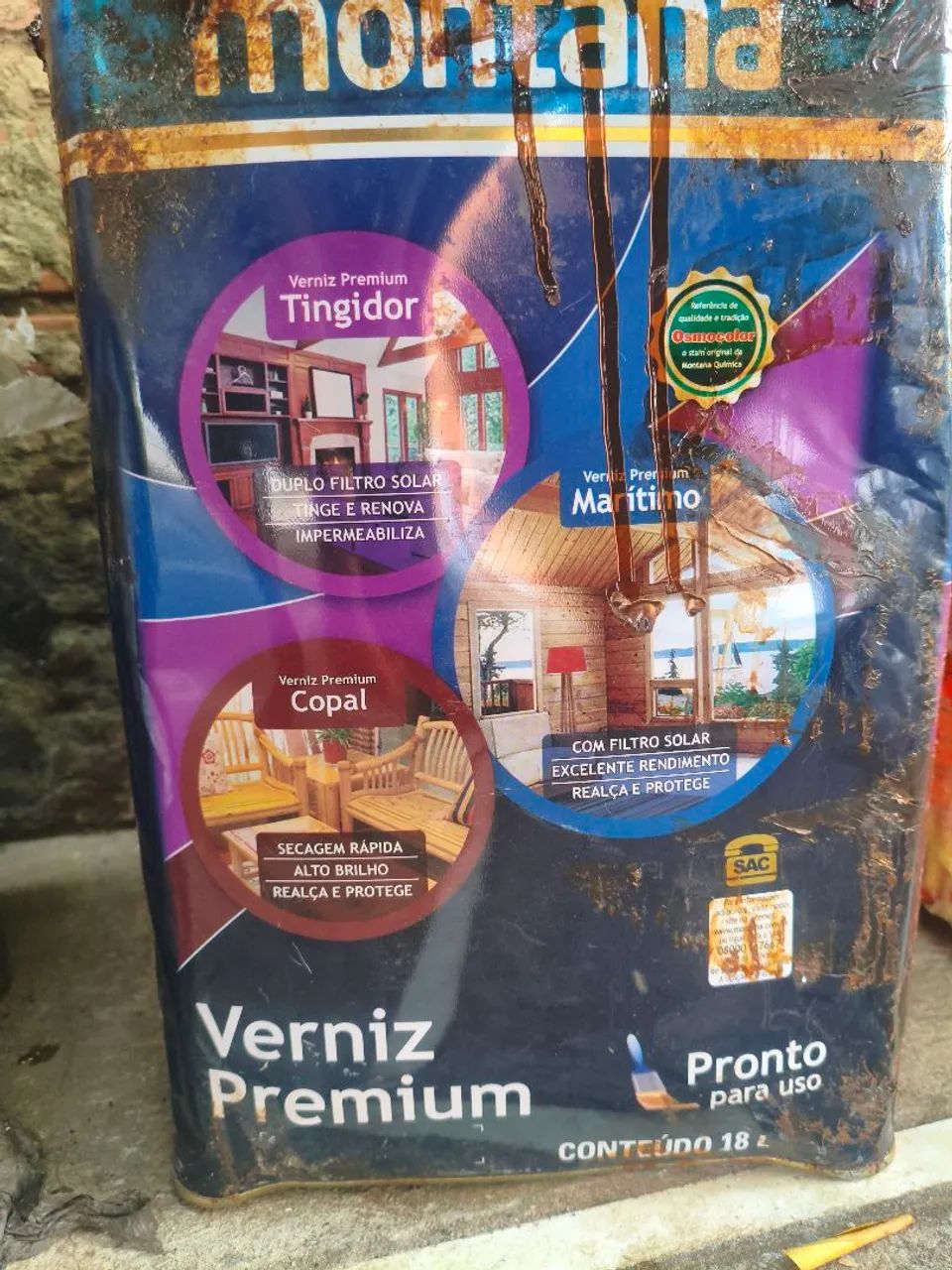 Vendo 25 litros de   verniz   , Montana Premium, preço 35 reais por litro   vl