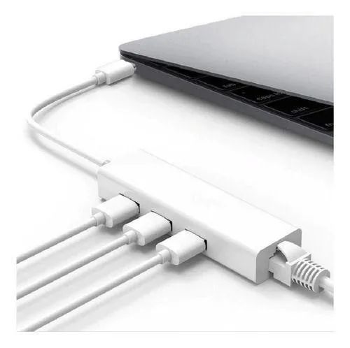 Cabo Adaptador Hub Usb 3 Portas 2.0 e RJ45 Para Tipo C - Foto 2
