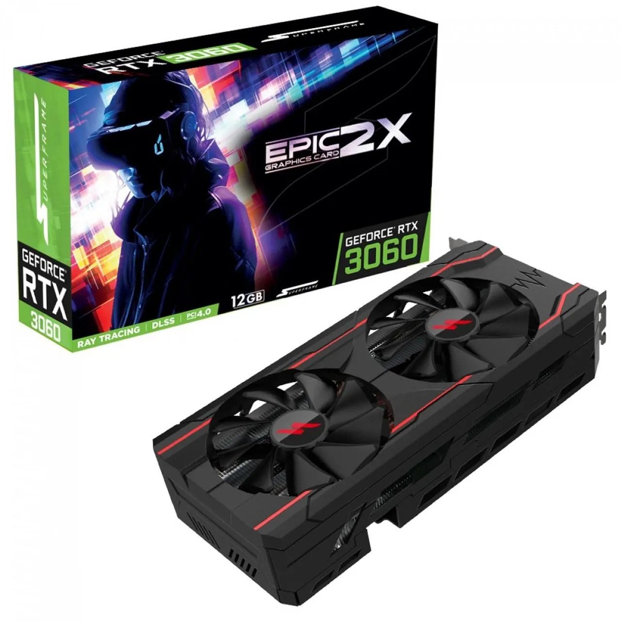Placa de Vídeo SuperFrame NVIDIA GeForce RTX 3060 EPIC 2X, 12GB, GDDR6. 1200,00 R$