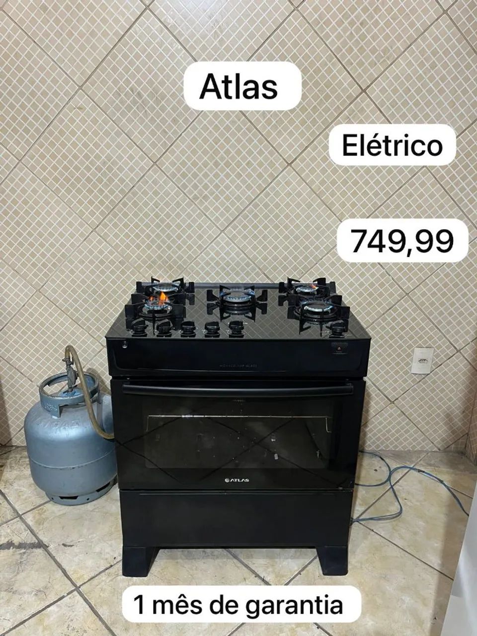Fogão 5 bocas com tampo de vidro elétrico 