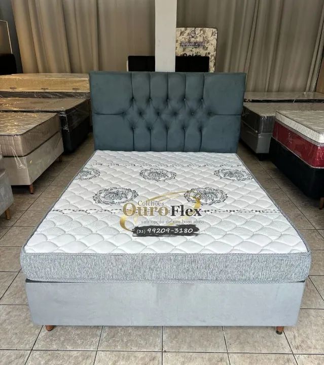 BASE BOX CASAL COM COLCHÃO D33 