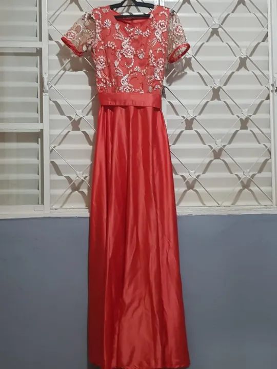 Vestido de festa madrinha laranja salmão   - Foto 4