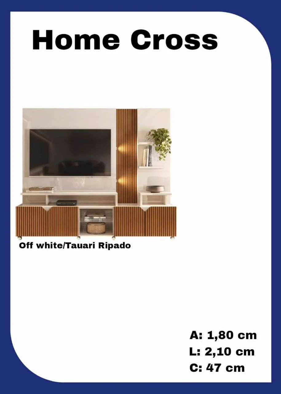 Home para TV com design moderno e prateleiras - Foto 2