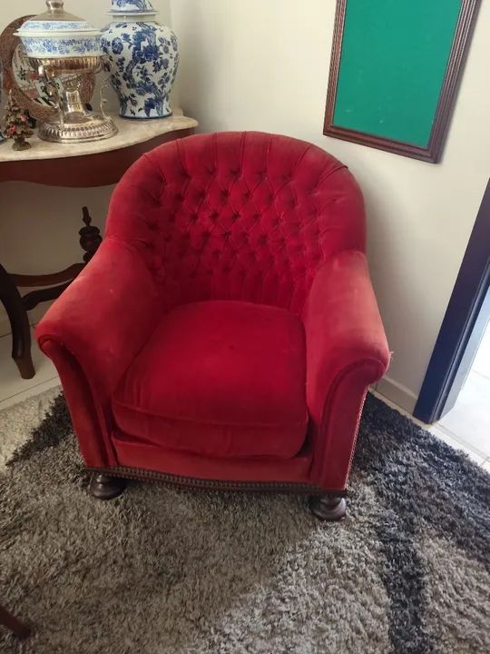 Poltrona de Veludo Vermelha - Foto 5