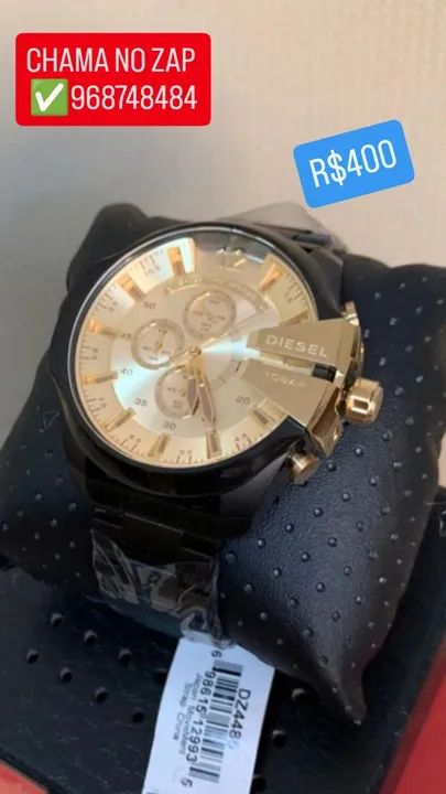 Relógio DIESEL 10 Bar Mega Chief Preto com Dourado disponível  - Foto 4