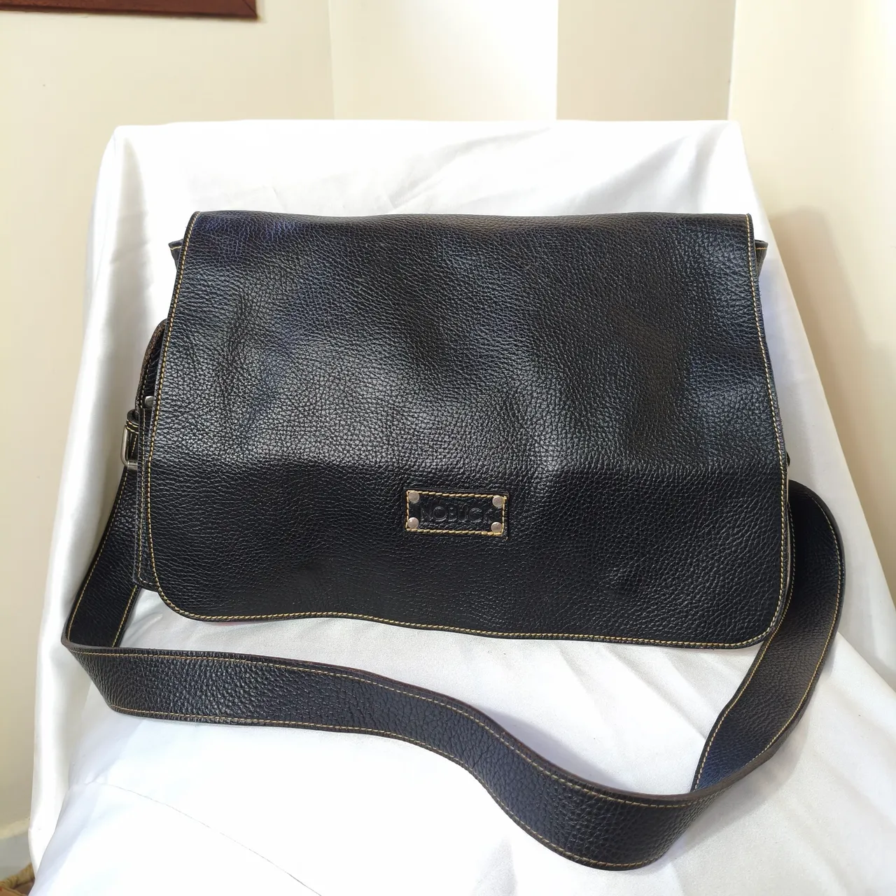 Bolsa carteiro em Couro legítimo preto