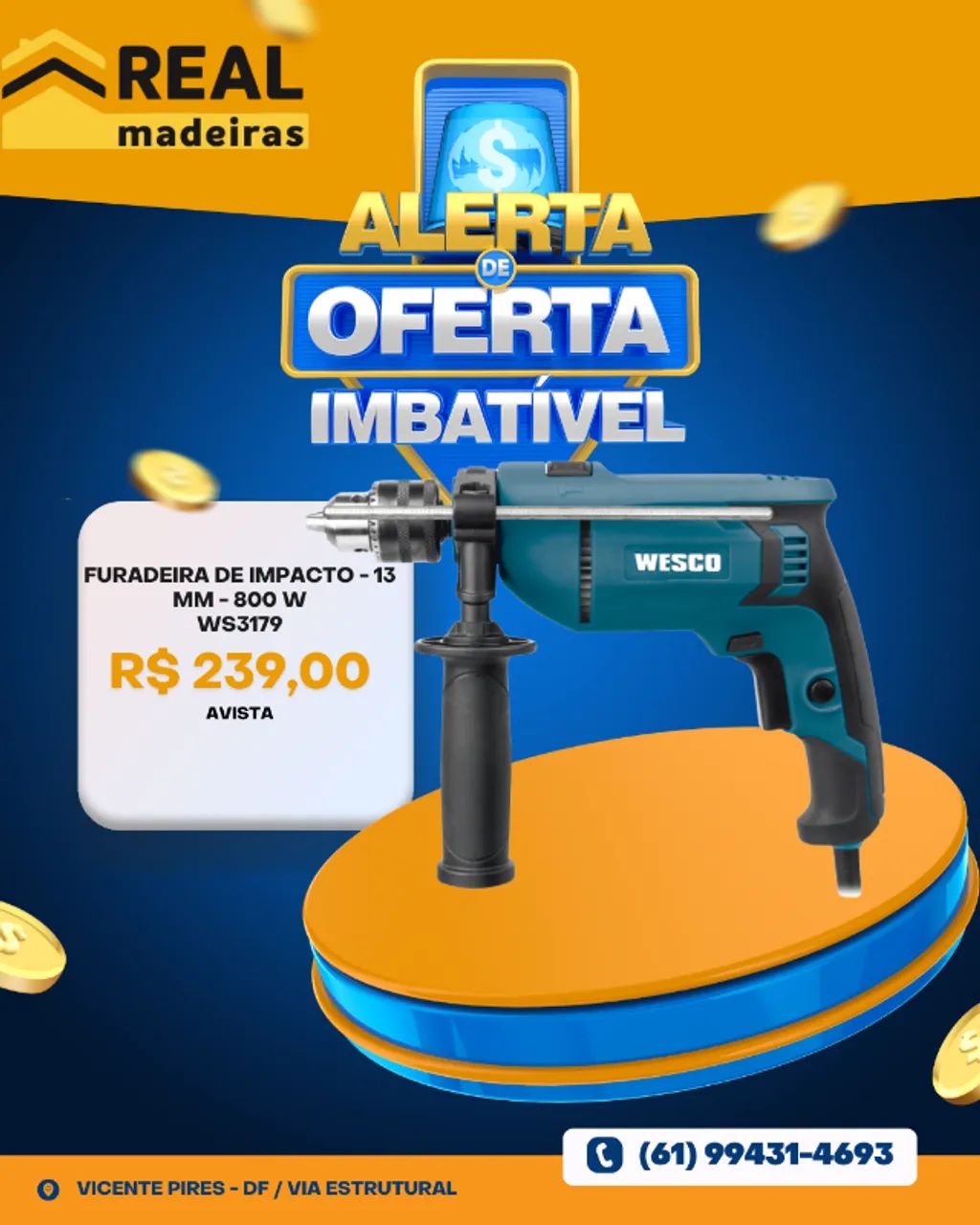 Furadeira de Impacto - 13 mm - 800 W WS3179