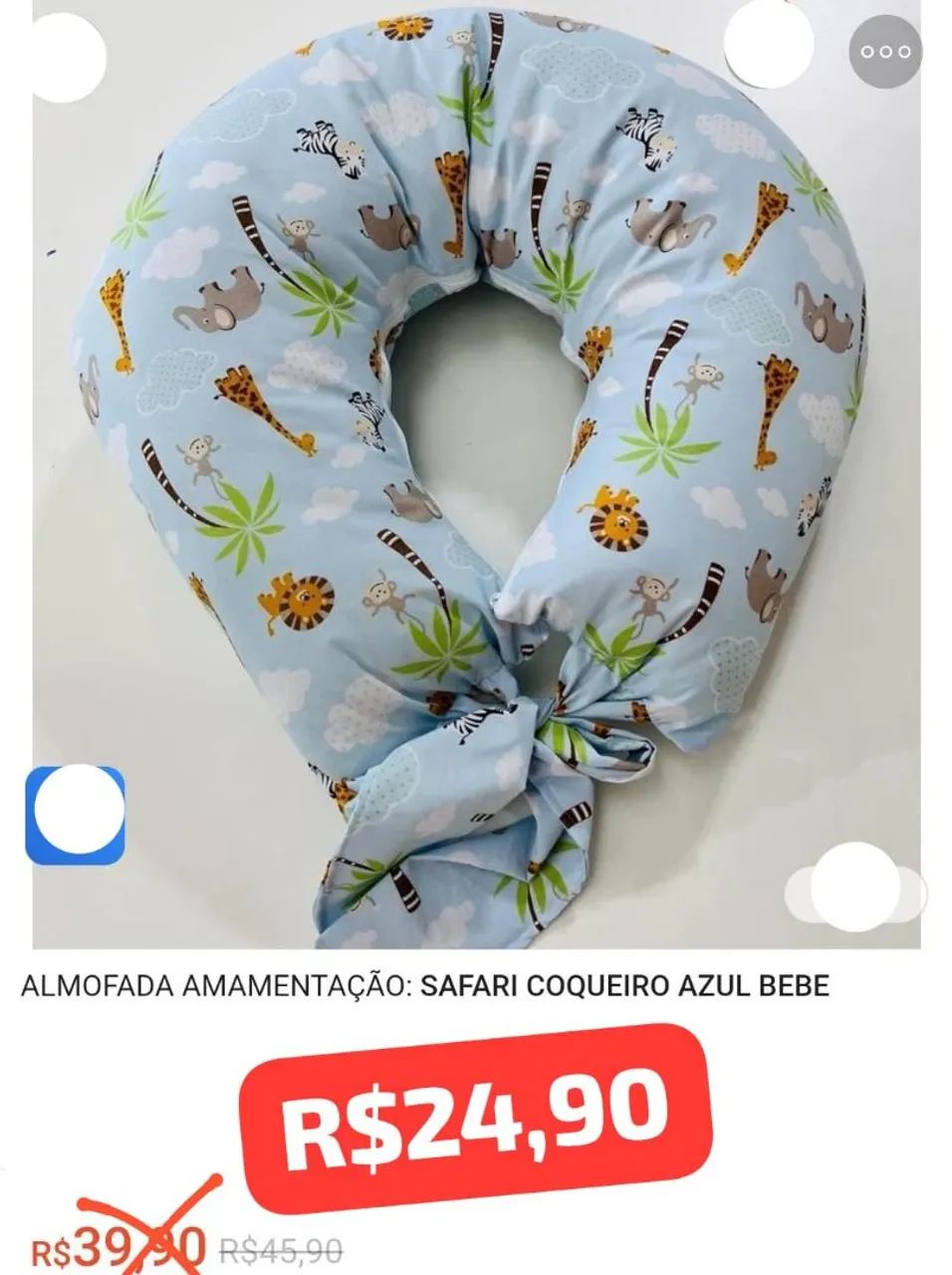 Almofada Amamentação Safari Coqueiro Azul Bebê