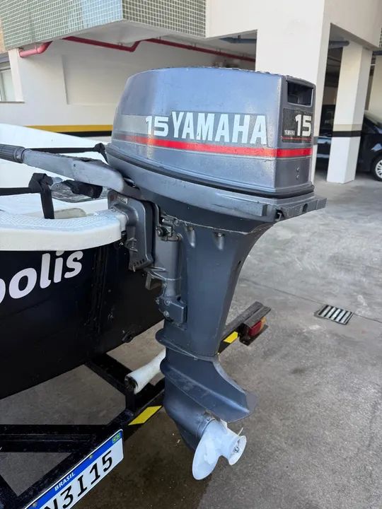 Lancha + motor yamaha 15hp + carreta rodoviária - Foto 15