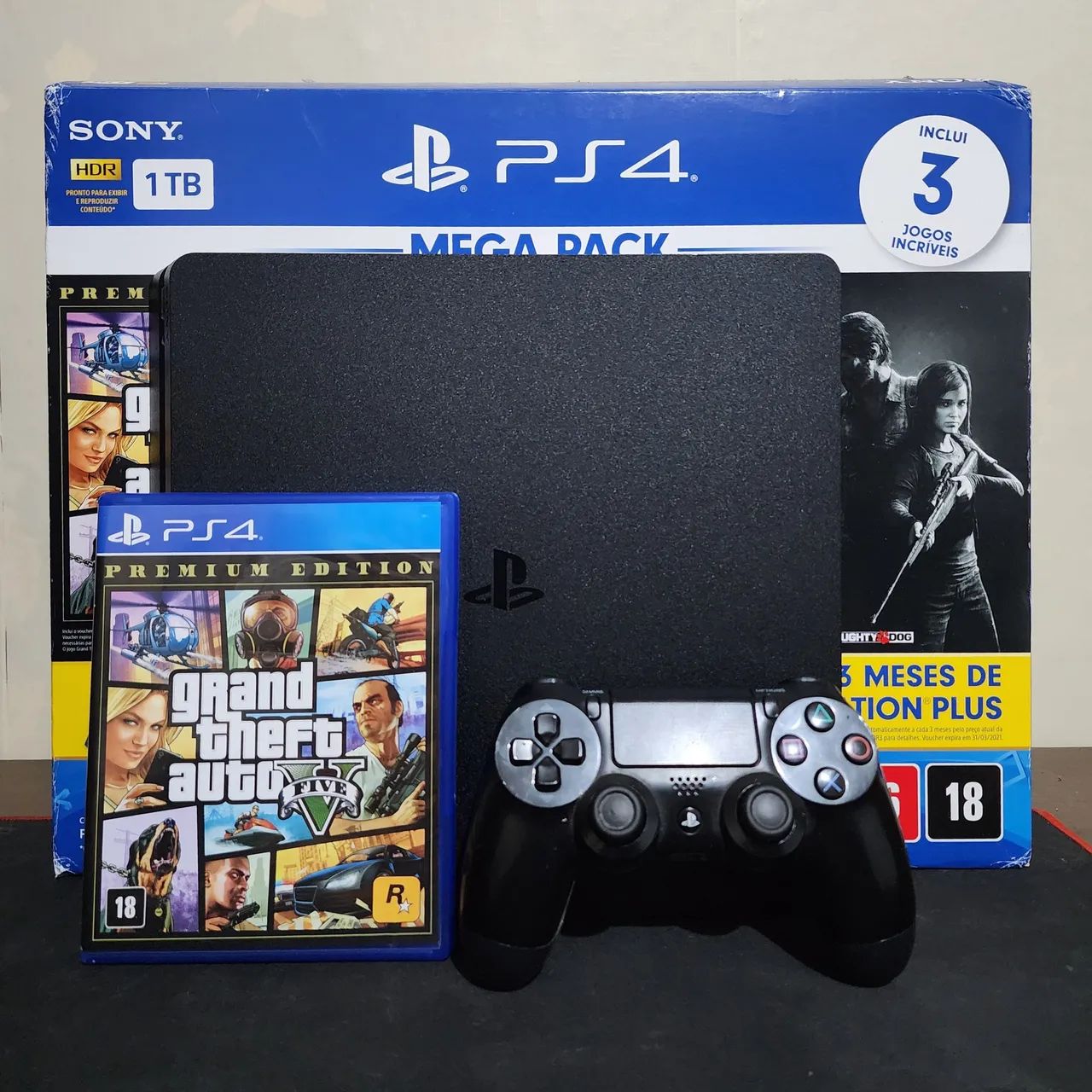 PS4 Slim 500 Gb Completo com 1 controle original e 1 jogo