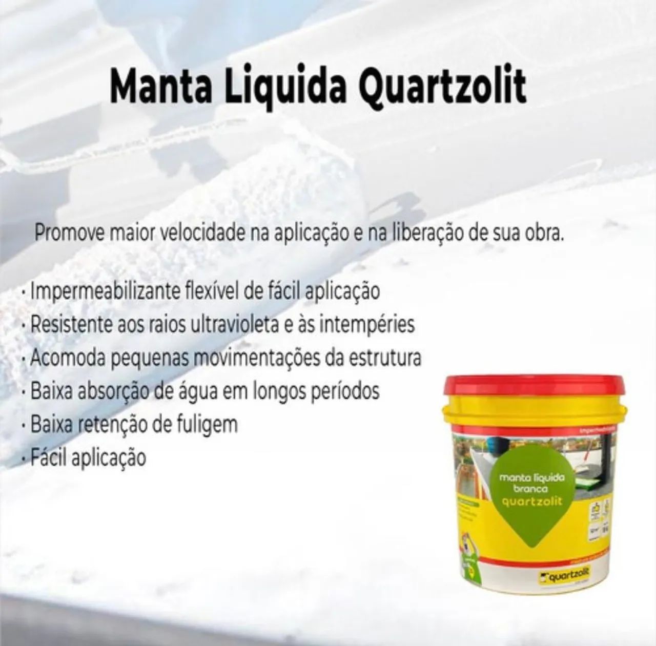 Manta Líquida Branca Impermeabilizante Quartzolit 12m² - Foto 4