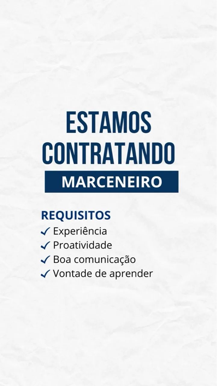 VAGA PARA MARCENEIRO RIO DE JANEIRO