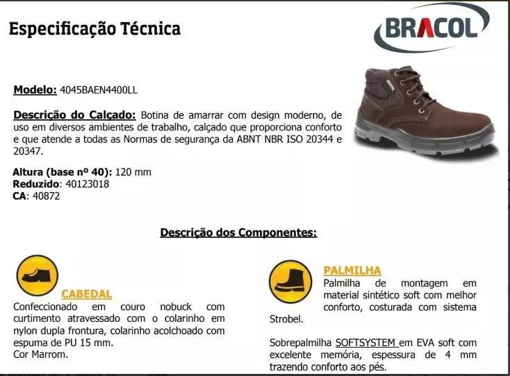 Botas de Segurança Bracol - Tamanho 43 - Foto 5